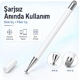 Sneezy Samsung Galaxy Tab A9 X110 İle Uyumlu &Ccedil;ift U&ccedil;lu Dokunmatik Kalem Disk Fiber U&ccedil;