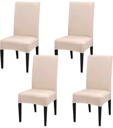 Lot De 4 Housses élastiques Pour Chaises De Bar Ou Salle à Manger – Jaune, Ourlet Renforcé, Lavables, Universelles