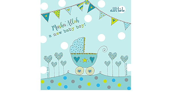 Carte De Naissance Islamique Masha Allah A New Baby Boy Landau Bleu Amazon Fr Fournitures De Bureau
