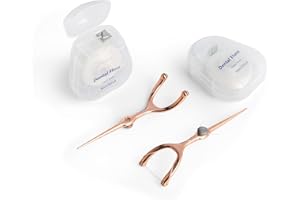 FUREIN SMILE 2 Set Zahnseide aus Edelstahl, 50 m/Rolle mit austauschbaren Plektren, Zahnstocherhalter für Zuhause/Reisen