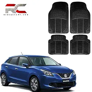 Riderscart (4 Pcs) Full Set Ridged Heavy Duty Anti- Slip Car Rubber Floor/Foot Mat for Maruti Suzuki Baleno (Non Slip, Black) with Warranty
