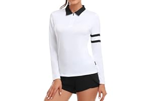 Soneven Polo Femme Manches Longues Sport t-Shirts Manches Longues Golf Tops 1/4 Zippé Séchage Rapide Fitness Hauts