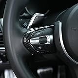 Lieferumfang: 2 Stück. Karbonfaser-Verkleidung für M3, M4, M5, New 1, 3 Series, F20, F30, X5M, F15, Auto-ABS-Chrom-Lenkradknopf-Rahmen-Abdeckung.