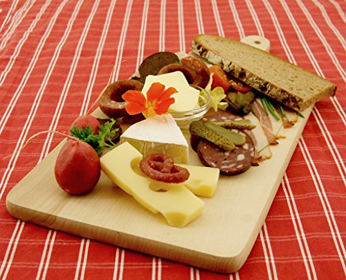 2 Stück massive, hochwertige starke Holzbretter natur, Maße viereckig je 42 cm x 20 cm und ca. 35 x 16 cm, als Bruschetta-Servierbrett, Brotzeitbrett mit Griff, Naturholz – Rotbuche unbehandelt, Frühstücksbrettchen, Bayerisches Brotzeitbrettl mit Holzgriff, NEU Massive Schneidebretter, Anrichtebretter, Frühstücksbretter, Brotzeitbretter, Steakteller schinkenbrett rustikal, Schinkenteller von BTV - 2