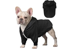 meioro Felpa con Cappuccio per Cani Caldo Maglione per Cani Vestiti per Cani Gatti Carini Adatto per Animali di Piccola e Media Taglia, Carlino, Bulldog Francese, Chihuahua (Nero, XL)