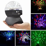 Erligpowht DJ Disco Ball Lights for Parties Rotating Magic Effect LED Stage Light with Wireless Bluetooth Speaker Mini Card Slot ()