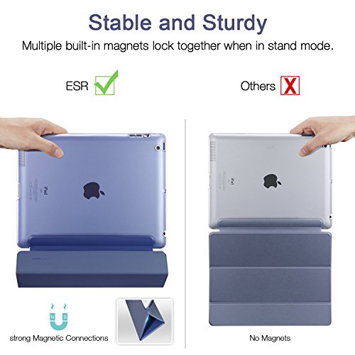 iPad 2 / 3/ 4 Hülle, ESR® Yippee Series Auto Aufwachen/Schlaf Funktion Wickelfalz PU Ledertasche mit Durchschaubar Rückseite Schutzhülle für iPad 2 3 4(Marineblau) - 5