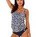 AHOOME bademode damen große größen ,damen Bikini-Sets Oversize Blume Tankini Set(Mehrfarbig2,XL)