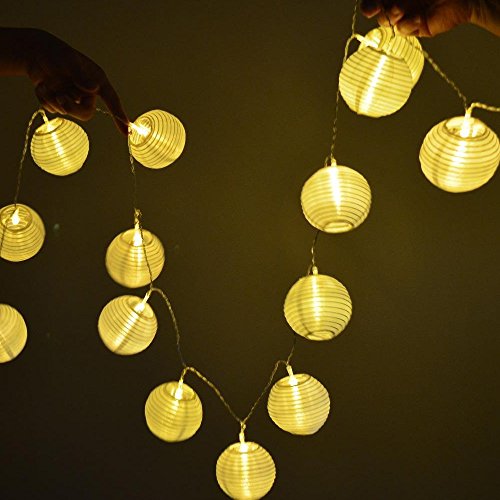 KAIPUZM 6M 30er LED Solar Garten Lichterkette mit Lampions IP65 Wassserdicht Außen Innen Dekoration Licht(Warmweiß) - 2