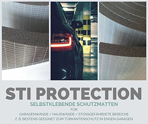 Preisvergleich Produktbild Selbstklebende Schutzmatte im Doppelpack, Wandschutz, Garagenschutz, Türschutz, Türkantenschutz für die Autotür an der Garagenwand, bewahrt vor Lackschäden, universeller Stoßschutz STI PROTECTION