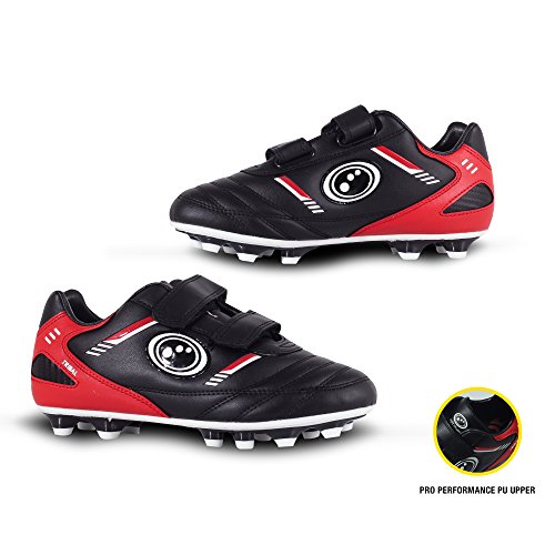 Optimum Tribal Moulded Stud, Boys Football Boots, Black/Red, 12 UK (31 EU)