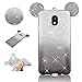 Produktbild Sycode Galaxy J7 2017 Glitzer Hülle,Galaxy J7 2017 3D Hülle,Fashion Bling Glitzer Ultra Dünne TPU Silikon 2 in 1 Gradient Farbe Transparent Bumper Schutzhülle mit 3D Cartoon Maus Ohr Entwurf Ultra Leicht Slim Fit Weich Crystal Clear Transparente Schutzhülle Cover Schale Handy Tasche Schutz Etui Bumper Case Cover für Samsung Galaxy J7 2017-Schwarz