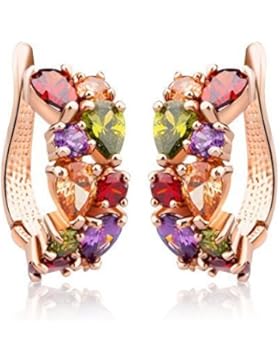 DEHANG Damen Luxus Champagner Gold Ohrstecker Bunte Zircon CZ Kristall Schmuckdekoration Ohrringe Bestes Weihnachtsgeschenk