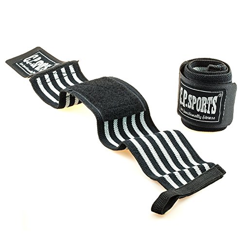 Trainingspack – CPSports Bodybuilding Wrist Wraps + Griffpolster 10×10 // Handgelenkbandage – Farbe: schwarz Bandage für Kraftsport + Fitness - 2