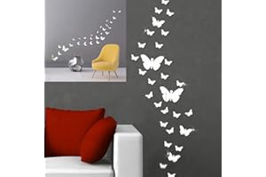 LONGIVIA Schmetterling Dekoaufkleber 30 Stück Silber Spiegel Schmetterlinge Wandtattoo Wandaufkleber Deko Schmetterling Selbstklebend für Wand Türen Küchenrückwand Kinderzimmer Frühlingsdeko