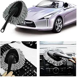 NOHUNT Multipurpose Scratch and Lint-Free Microfiber Car Cleaning Duster & Brush Vehicle Interior and Exterior Wash Cleaning Kit for Home & Automotive