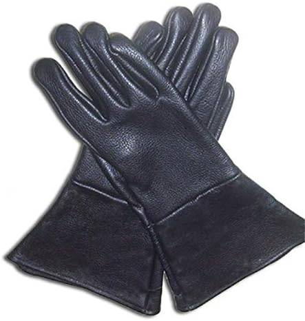 Leather Gauntlet Gloves BLACK X-Large (extra large) Long Arm Cuff by Leather Mystics
