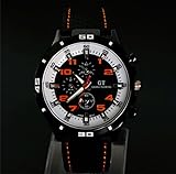 Grand Touring Sportuhr mit topaktuellen orangen Ziffern und weißem Ziffernblatt - Präzessionsuhrwerk - Analog