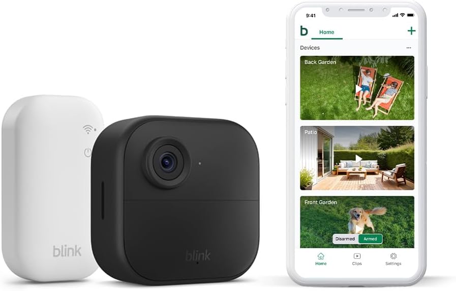 Blink Outdoor 4 camera – Wireless HD smart security camera, two-year battery life, enhanced motion detection, works with Alexa - 1 camera system with Sync Module Core incl. - IP65