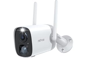 NETVUE Telecamera Senza Fili da Esterno, Telecamera Wi-Fi Esterno/Interno a Batteria con Visione Notturna a Colori, Rilevamento Umano PIR, Allarme di Luce & Sirena, Audio Bidirezionale, Impermeabile