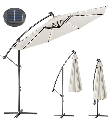 ABCCANOPY 230 sombrilla de jardín inclinable con 32 luces LED solares