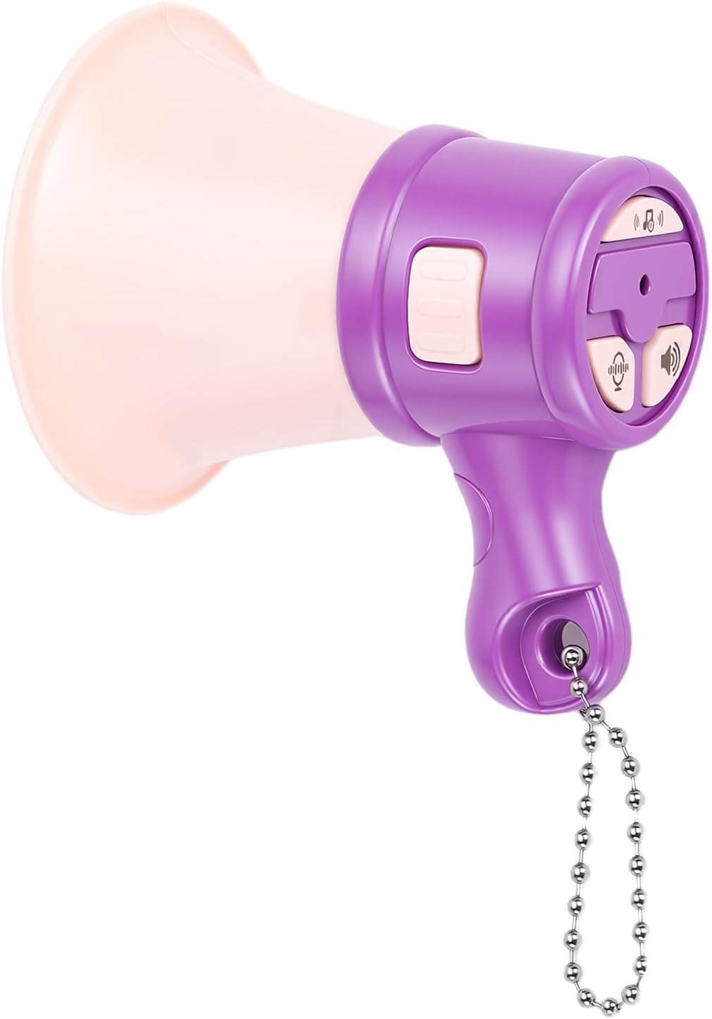 VELATEMOR Mini Megáfono con Grabación y Reproducción en Bucle, Altavoz Portátil de Mano para Eventos Al Aire, Escuela, Deportes, Venta - Incluye Batería y Cadena (Juguete)