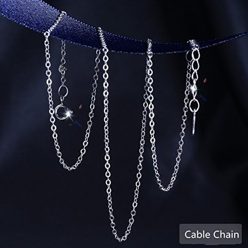 Eshion Jewelry 925 Sterling Silver Necklaces Chain Box Chain Snake Chain Link Chain Seeds Chain For Jewelry Necklace Making Spring Ring Clasp (Cable Chain-24K Gold)