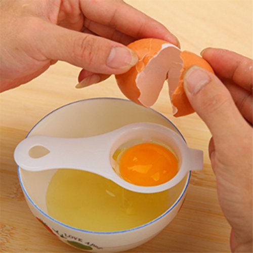 HENGSONG Weiß 3er Set Eiweißtrenner Ei Separator Praktisch Löffel zum Trennen von Eiweiß und Eigelb - 4