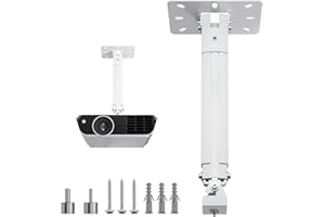 suptek Universal Ceiling Wall Projector Mount with 533mm Extendable Pole & Thread Adapters for Most Projectors up to 13.6kg