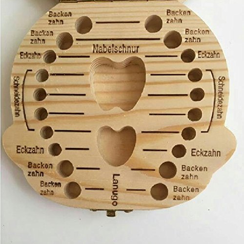 CAOLATOR Baby Zahnkiste Zahnkästchen Veranstalter für Baby Milch Zähne Holz Souvenir Aufbewahrungsbox (Mädchen) - 4