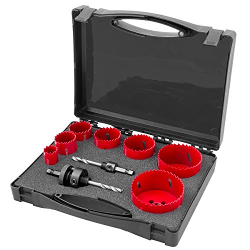 Proteco-Werkzeug HSS Bi-Metall Lochsöge Lochsägen Satz 11-teilig Dosenbohrer Bohrkrone Trockenbau 68 82