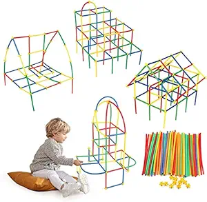 Tinny Time Colorful Pipe Straw Stick Building Block Educational Assembly Toy for Kids (200 Pieces)
