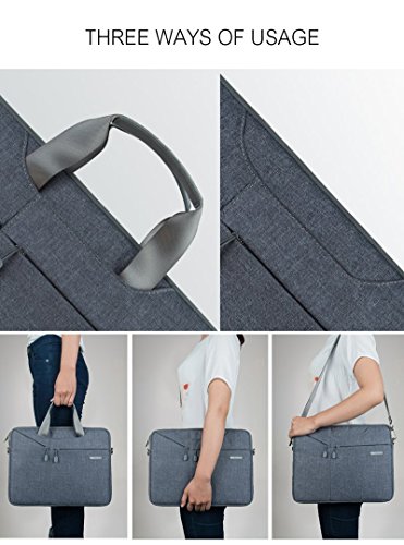 WIWU Wasserdichte Nylon Laptop Aktentasche für MacBook Air / Pro Retina 15 Zoll Oxford Sleeve / Surface Book / Ultrabooks bis 15,6″ Notebooks Hülle Tasche Bag mit Schultergurt Dienstreise Schutzhülle ( Grau 15 Zoll ) - 7