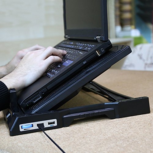 AUKEY Laptop Kühler 12-17 Zoll Ständer Verstellbar, 2 Lüfter mit LEDs, 2 USB Ports, Cooling Pad Notebook Cooler Kühlpad (CP-R6) - 6