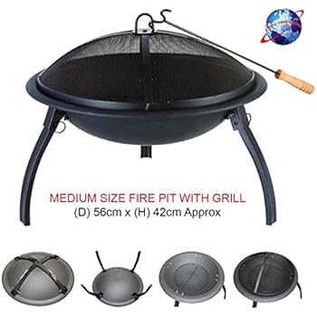 Denny International Large Black Fire Pit Steel Folding Outdoor