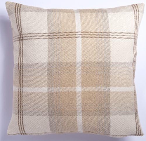 Large Highland Mist Tartan 22in x 22in Cushion Cover in Cream