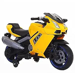 SHAKYA WORLD Lamborg Battery Operated Electric Sports Ride on Battery Bike for Kids, 1 to 6 Years, Yellow