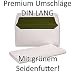 Produktbild 50 Stück // Umschläge DIN Lang, Opal-Weiß mit grünem Seidenfutter, 110 x 220 mm, 110 g/m² // Naßklebung // Sattelverschluss // Serie O.P.A.L