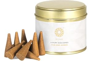 NUHR HOME Incense Cones Oud & Amber Luxury / 20 Strong Scented Cones/Bakhoor alternative/Lasting Fragrance Aroma Natural Authentic Agarwood for Aromatherapy, Meditation & Stress Relief Refreshing