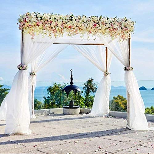 BIT.FLY Bitfly 10M x 1.35M(16.4 x 4.4 FT) Organza Voitures nud Chaise Organza écharpe de Chaise Chemin de Table Jupe bannière décorations Mariage Ceremonie Anniversaire Fête (Blanc)