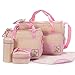 GSPStyle Women Nylon Oxford Nappy Bag Diaper Bag Changing Bag 5pcs In Pack Pink