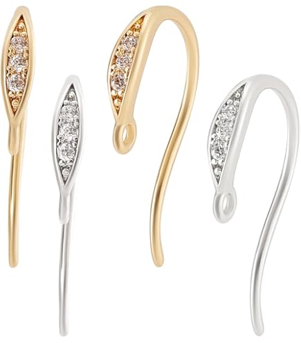 UNICRAFTALE 20 Pezzi Ganci Francesi Con Strass Per Orecchini – Placcati Oro 18k, 5 Stili – Accessori Fai Da Te - 2