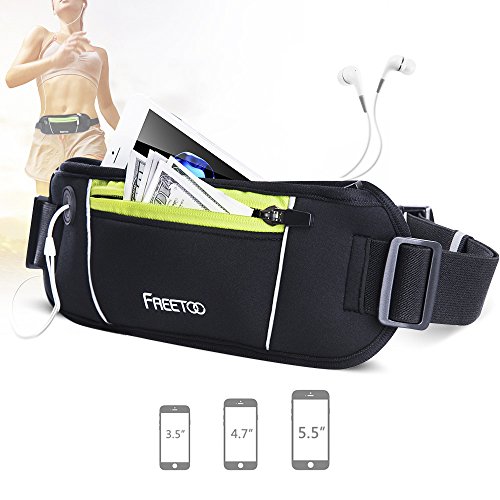 [Sport Hüfttasche] FREETOO Gürteltasche flache Bauchtasche mit Kopfhöreranlass passt alle Handys unter 5,5 Zoll MUST HAVE Accessoire für Damen und Herren auf Sport und Outdoor Aktivitäten anwenden - 6
