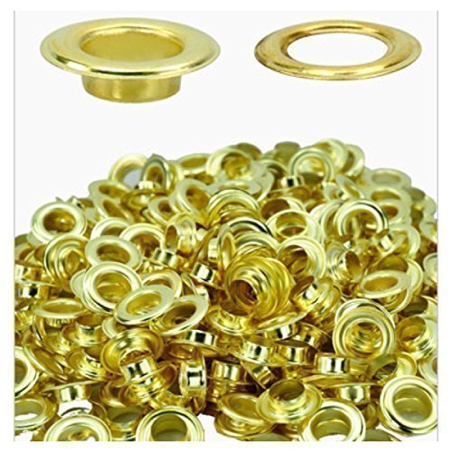 Trimming Shop 10mm Eyelets with Washers, Durable Iron Grommets for Leathercrafts, Ribbons, Lacing, Arts & Craft Projects, Clothing, Scrapbooking, Gold, 100pcs