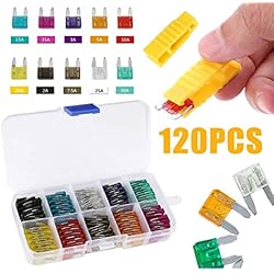 Shuny 120 pcs Fusible de voiture,Pince Fusible Moyenne,Mini fusible de voiture Fuse Assortiment fusible,Ensemble de Fusible pour Auto Truck avec boîtier de stockage