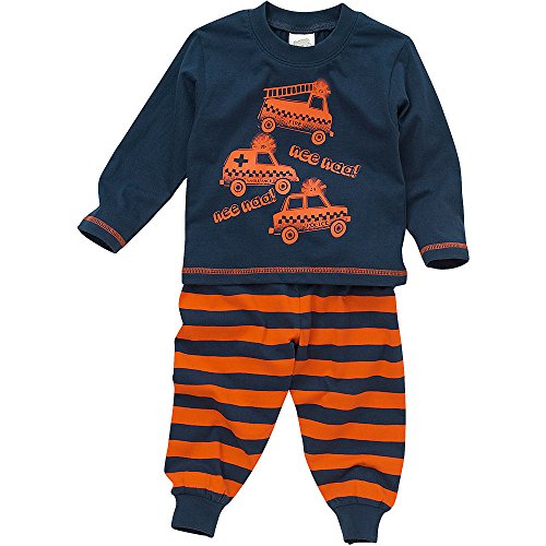 Bedlam Younger Boys Nee Naa Fire Engine Long Striped Pyjamas - Navy - 18/23 Months
