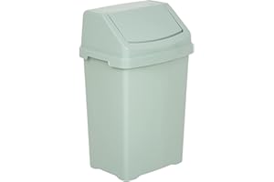 JMS we create smile 8L/25L/50L Litre Plastic Swing Lid Bin Waste Recycle Dustbins Rubbish Trash Refused Bins (Silver Sage, 25 LITRE)