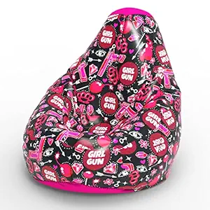 ComfyBean - XXXXXL - Bean Bag Without Bean Fillers - Girl Gun - F - Pink - Export Quality - Bean Bag Cover Only ( Design : Girl Gun - F - Pink )