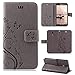 Produktbild betterfon | Flower Case Handytasche Schutzhülle Blumen Klapptasche Handyhülle Handy Schale für Samsung Galaxy J7 (2017) DUOS Grau