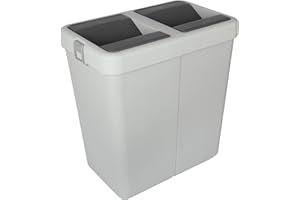 Jolie Max Double Rubbish Waste Separation Bin Recycling. Dual Compartment 80L (2 x 40 L) (Grey)